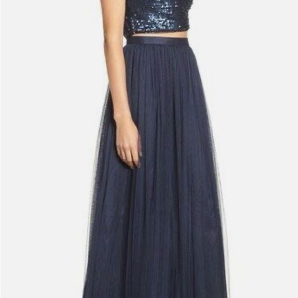 Adrianna Papell Two-Piece Embellished Dress with Tulle Skirt - Picture 2 of 10